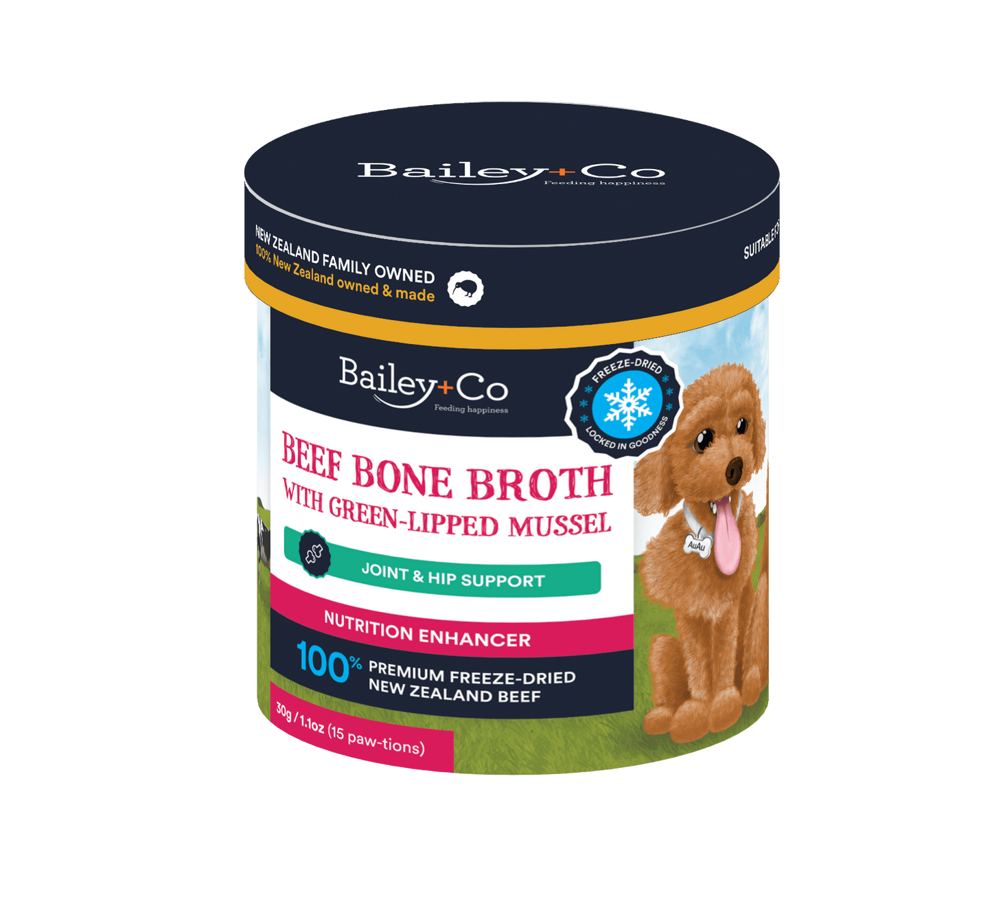 Bailey + Co Bailey+Co Beef Bone Broth with Green Lipped Mussel for Joint & Hip Support - Freeze Dried - Bag - Warkworth