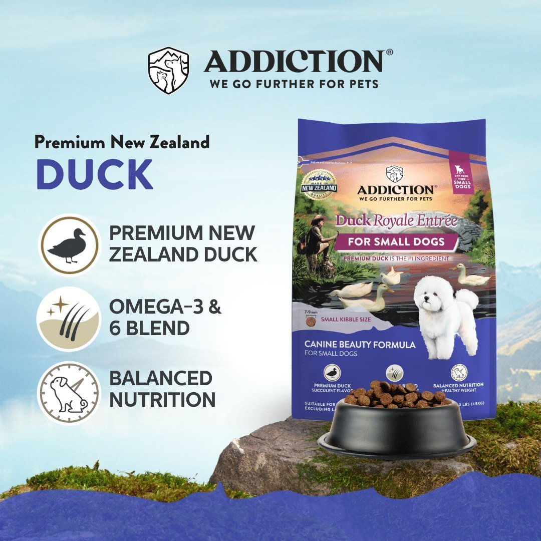 Addiction Duck Royale Entree for Small Dogs - 1.5kg - Tuck In Healthy Pet Food & Animal Natural Health Supplies