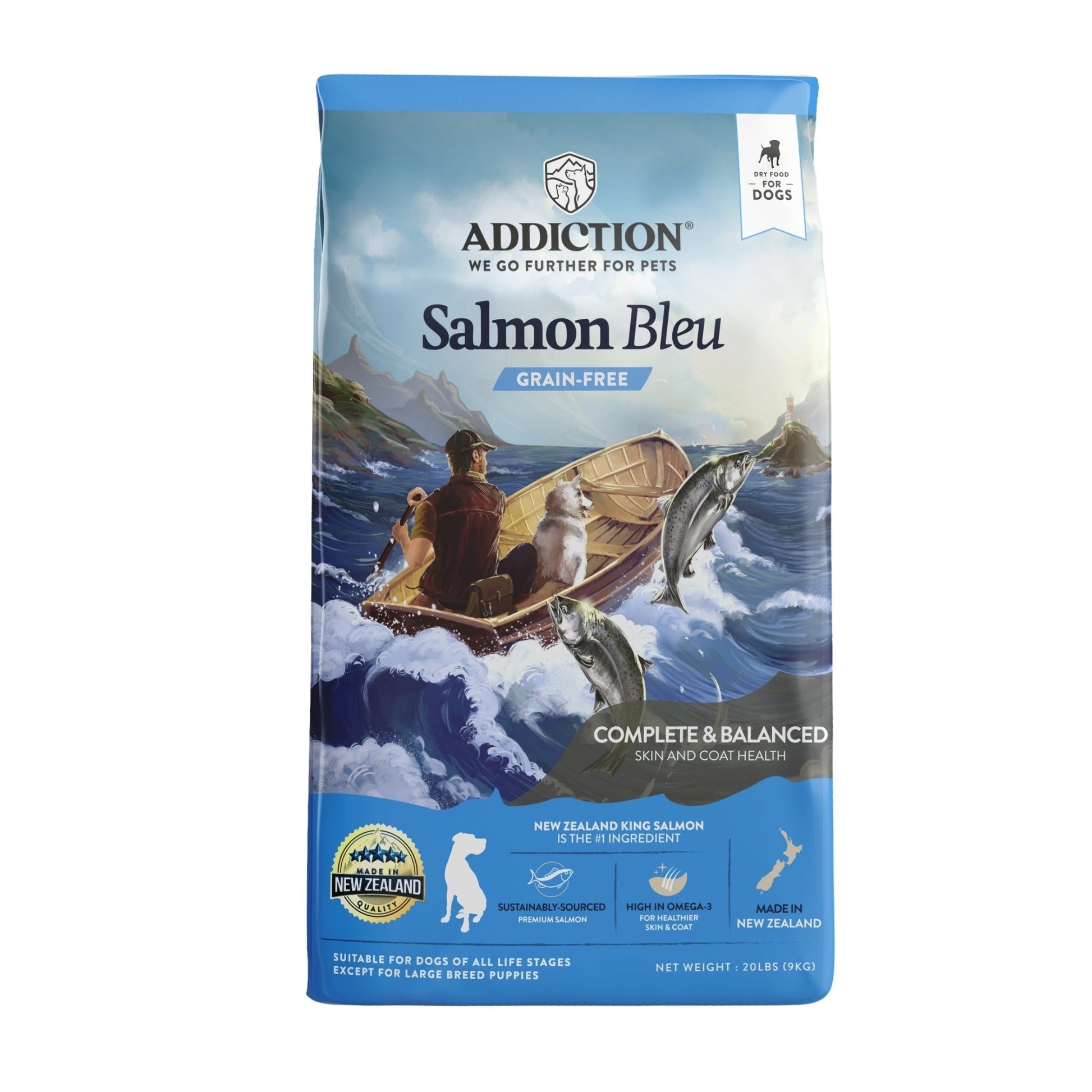 Addiction Salmon Bleu, Complete &Balanced, Skin & Coat Dry Dog Food - Dry - 9kg Bag - Warkworth