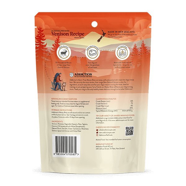 Addiction Venison Meaty Bites - Tuck In Healthy Pet Food & Animal Natural Health Supplies