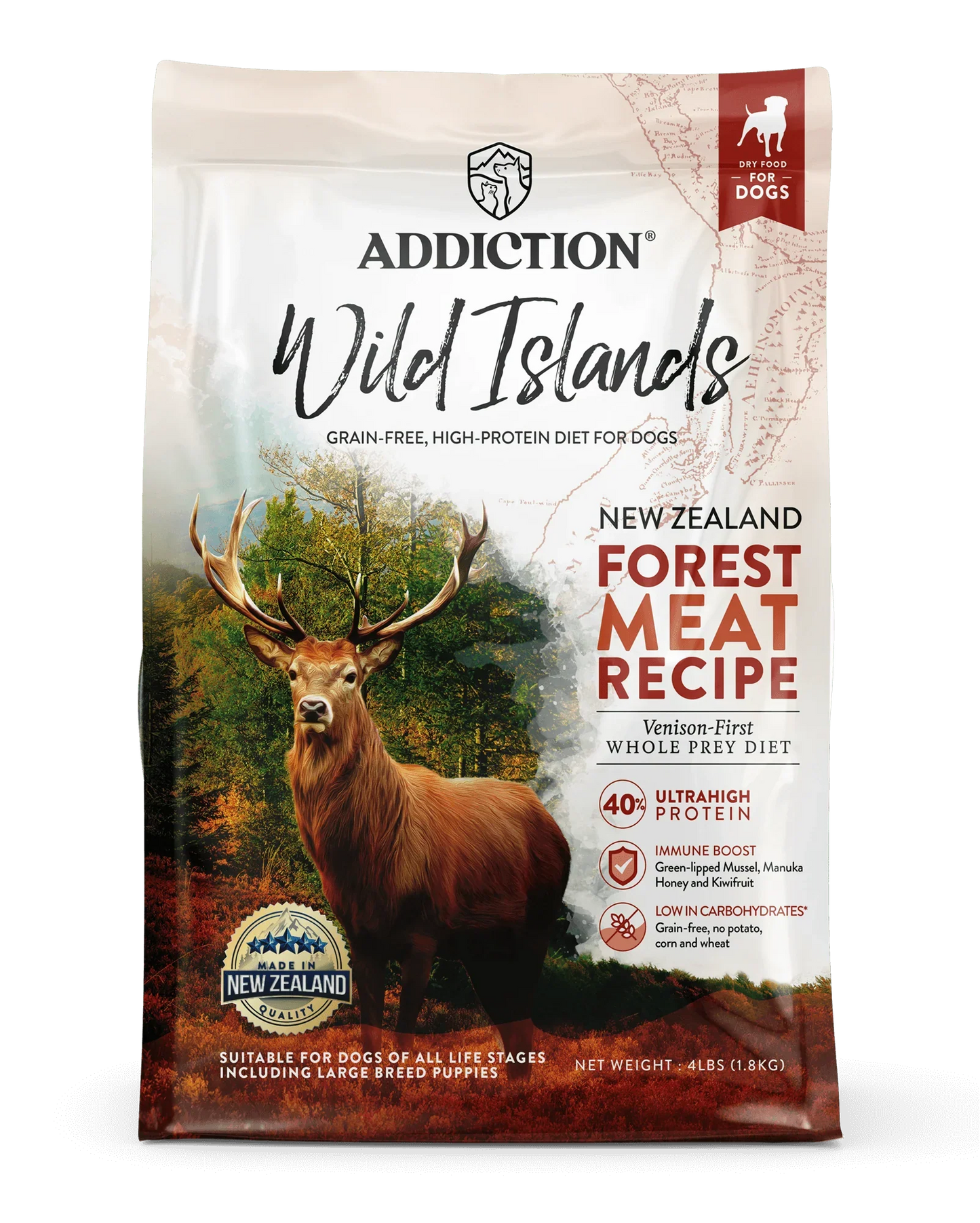 Addiction Wild Islands Forest Meat, High Protein, Free-Range Venison Dry Dog Food - Tuck In Healthy Pet Food & Animal Natural Health Supplies