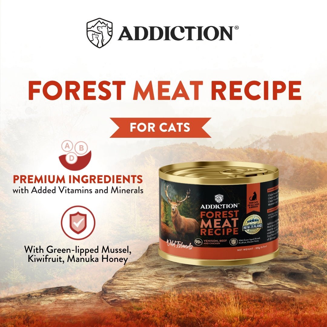 Addiction Wild Islands Forest Meat Venison & Beef Canned Cat Food 185 gm - Tuck In Healthy Pet Food & Animal Natural Health Supplies