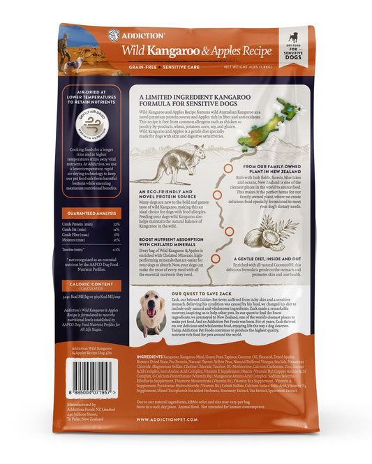 Addiction Wild Kangaroo & Apples, Sensitive Care, Novel Protein Dry Dog Food - Dry - 1.8kg Bag - Warkworth