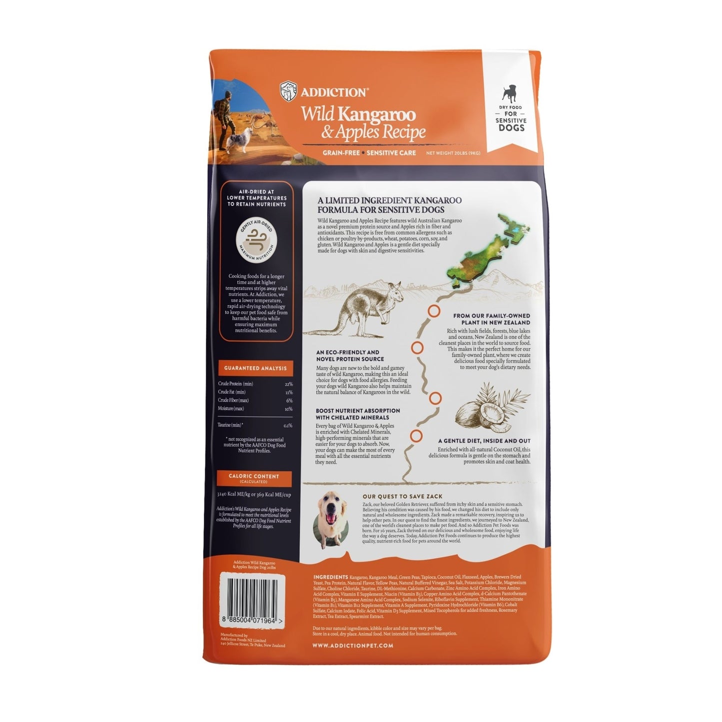 Addiction Wild Kangaroo & Apples, Sensitive Care, Novel Protein Dry Dog Food - Dry - 9kg Bag - Warkworth