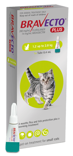 Bravecto Plus Flea, Tick, & Worm Spot - On Treatment for Cats - Tuck In Healthy Pet Food & Animal Natural Health Supplies