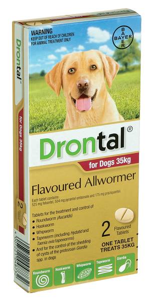 Drontal for Dogs and Puppies: treats and controls gastrointestinal worms - Tuck In Healthy Pet Food & Animal Natural Health Supplies