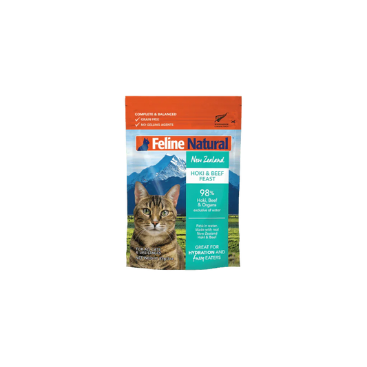 Feline Natural Grain - Free 85g Pouches for Cats - Hoki & Beef - Tuck In Healthy Pet Food & Animal Natural Health Supplies