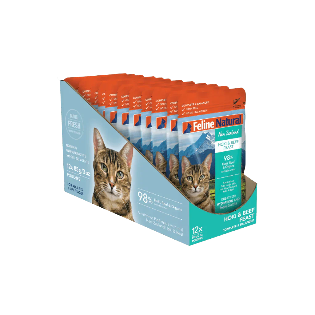 Feline Natural Grain - Free 85g Pouches for Cats - Hoki & Beef - Tuck In Healthy Pet Food & Animal Natural Health Supplies