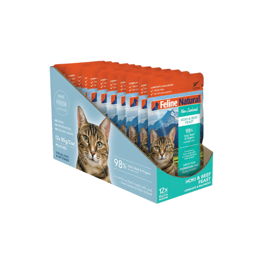 Feline Natural Grain - Free 85g Pouches for Cats - Hoki & Beef - Tuck In Healthy Pet Food & Animal Natural Health Supplies