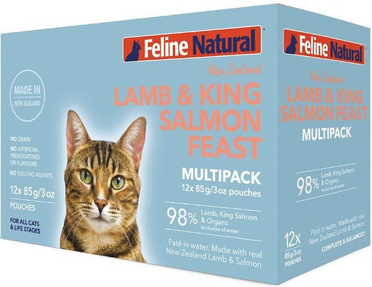 Feline Natural Grain - Free 85g Pouches for Cats - Lamb & King Salmon - Tuck In Healthy Pet Food & Animal Natural Health Supplies