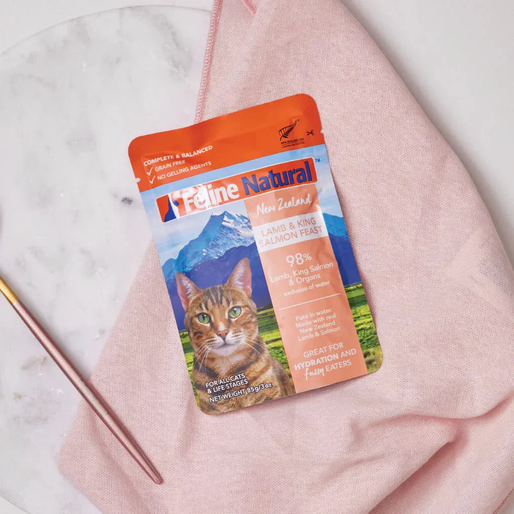 Feline Natural Grain - Free 85g Pouches for Cats - Lamb & King Salmon - Tuck In Healthy Pet Food & Animal Natural Health Supplies