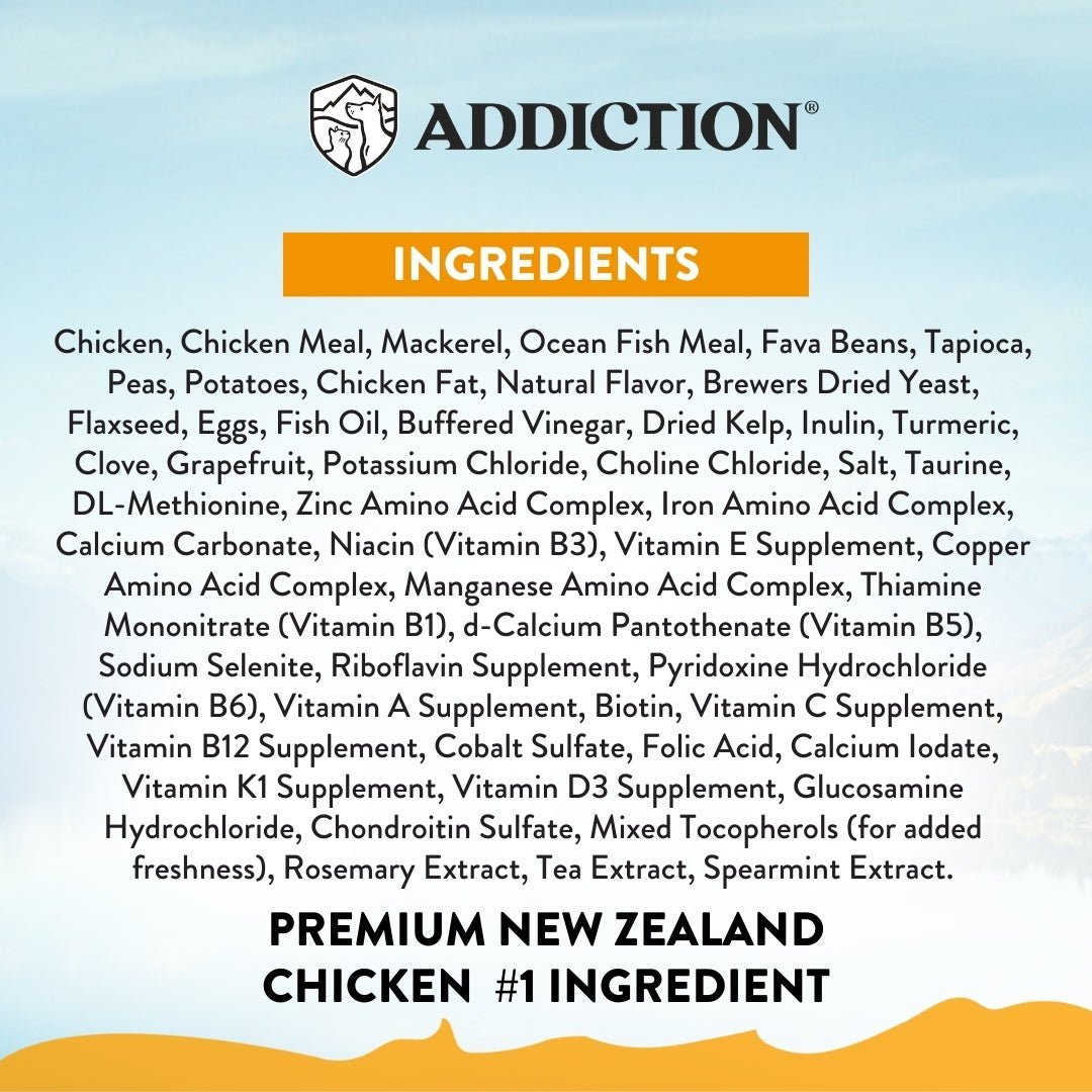 Addiction Chicken Supreme - Adult Cat, Complete & Balanced, Immune Boost Dry Cat Food - Food - Dry - Tuck In Healthy Pet Food & Animal Natural Health Supplies