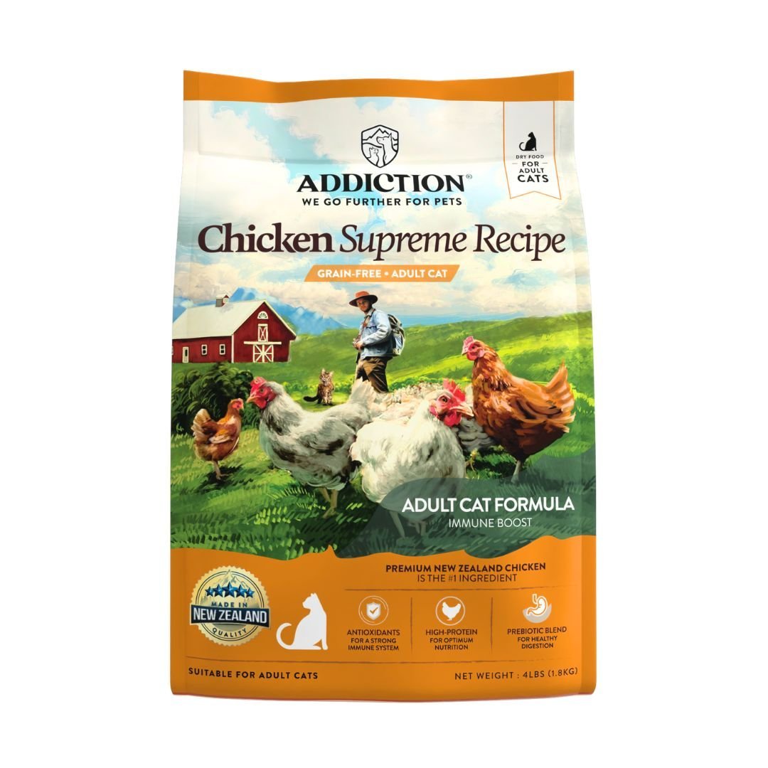 Addiction Chicken Supreme - Adult Cat, Complete & Balanced, Immune Boost Dry Cat Food - Food - Dry - Tuck In Healthy Pet Food & Animal Natural Health Supplies
