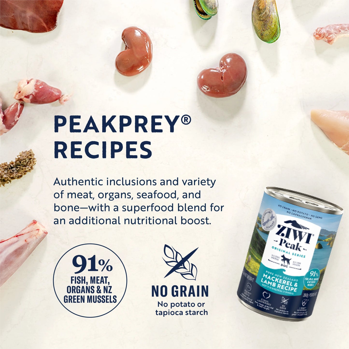 ZIWI Peak® Wet Original Series Mackerel & Lamb Recipe for dogs - Food - Dry - Tuck In Healthy Pet Food & Animal Natural Health Supplies