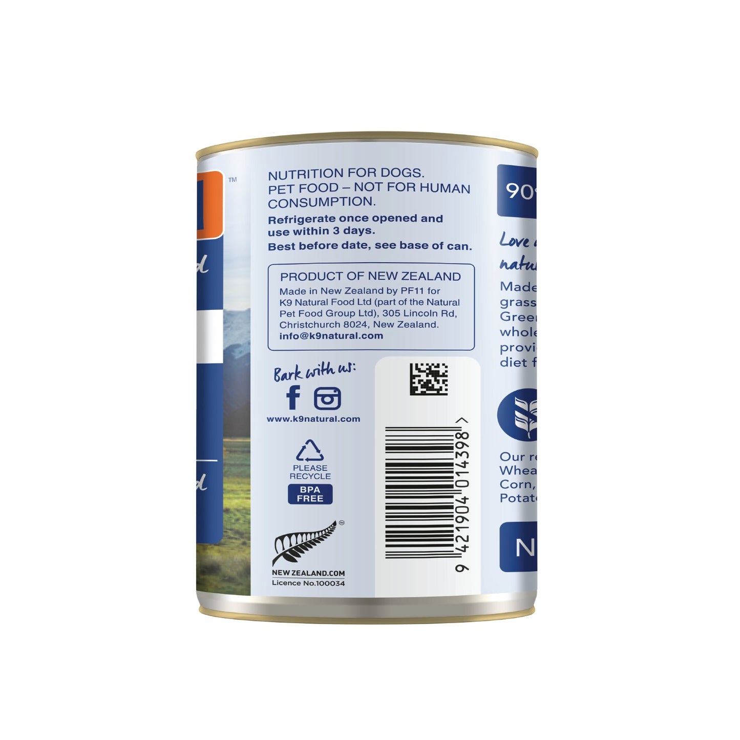 K9 Natural Beef Feast Can - 370g - Tuck In Healthy Pet Food & Animal Natural Health Supplies