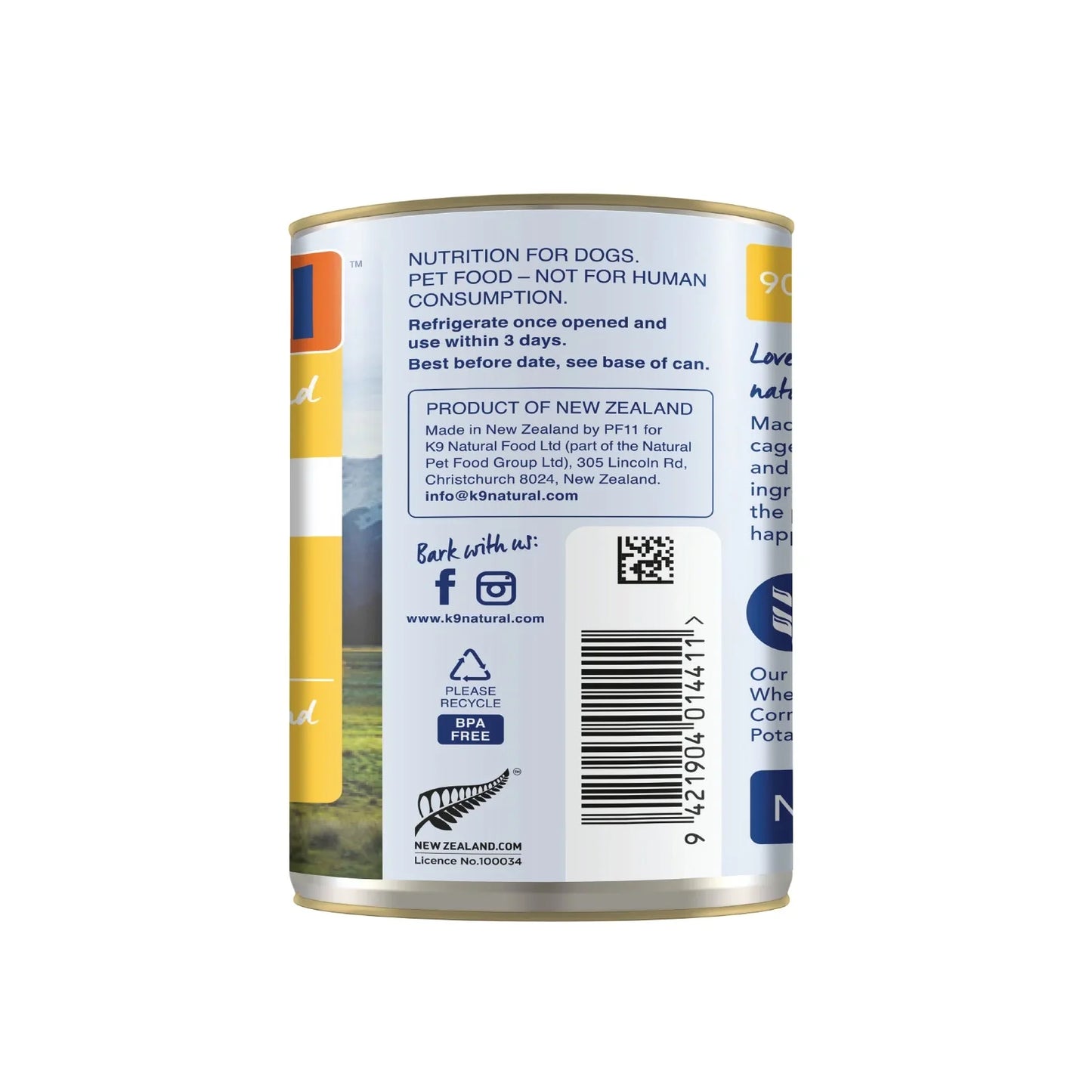 K9 Natural Chicken Feast Can - 370g - Tuck In Healthy Pet Food & Animal Natural Health Supplies