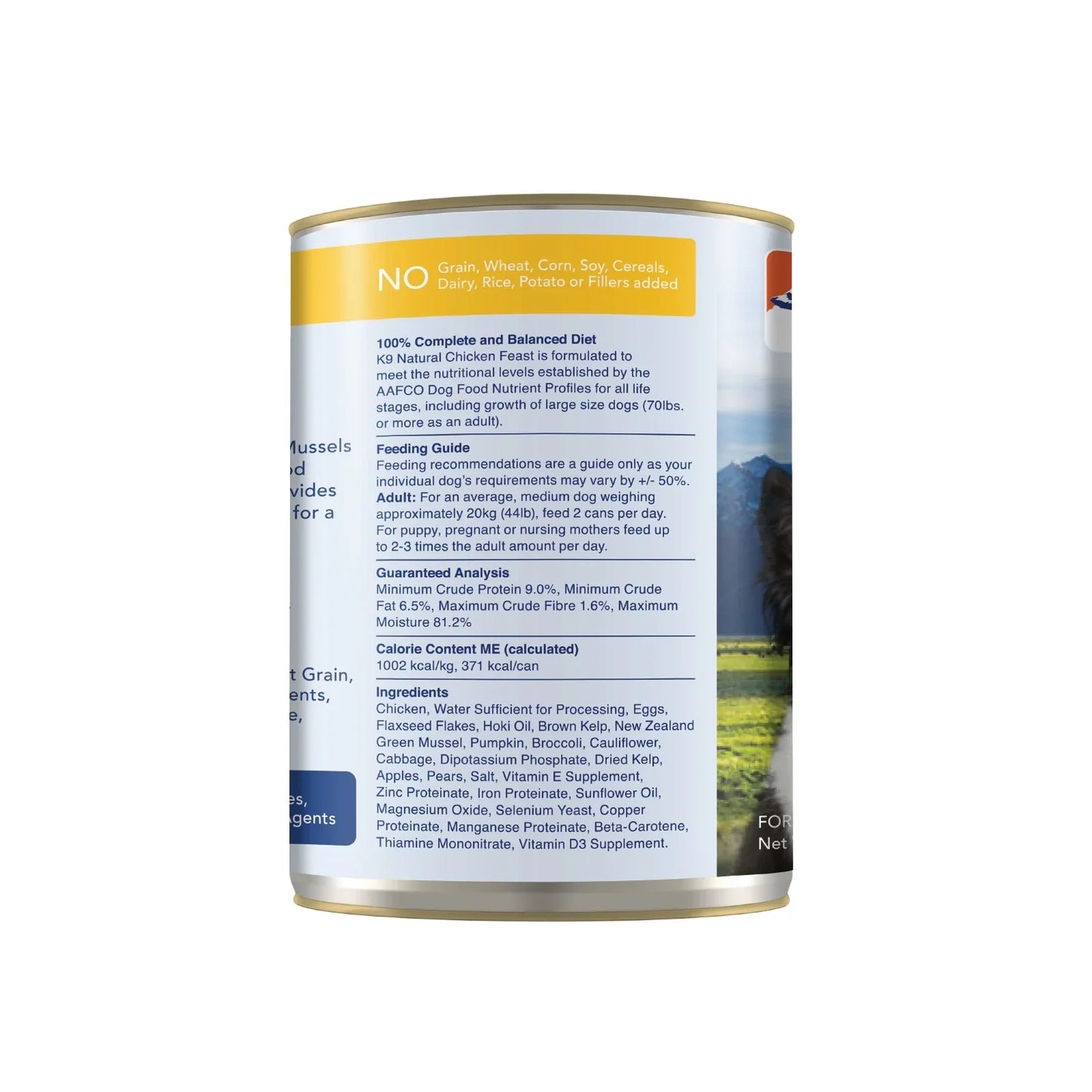 K9 Natural Chicken Feast Can - 370g - Tuck In Healthy Pet Food & Animal Natural Health Supplies