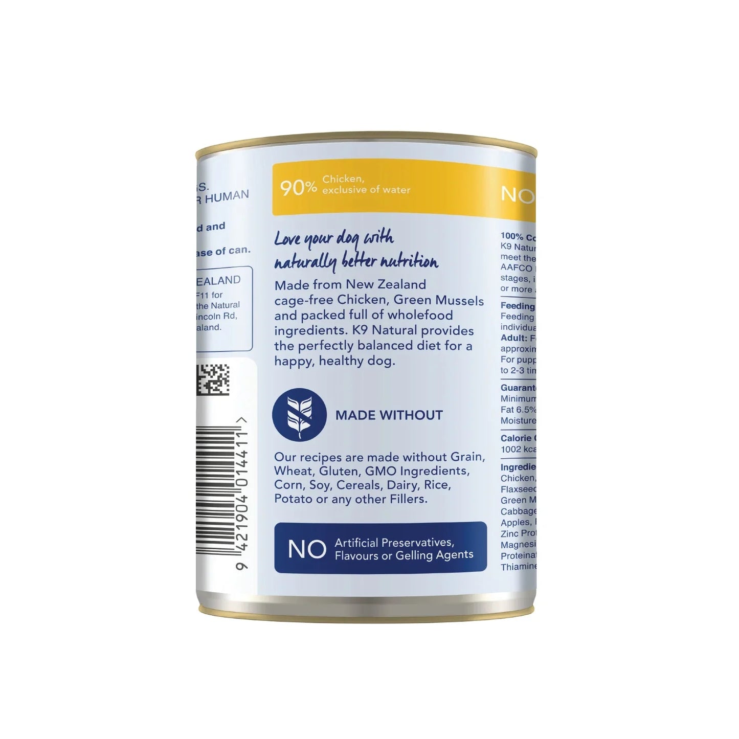 K9 Natural Chicken Feast Can - 370g - Tuck In Healthy Pet Food & Animal Natural Health Supplies