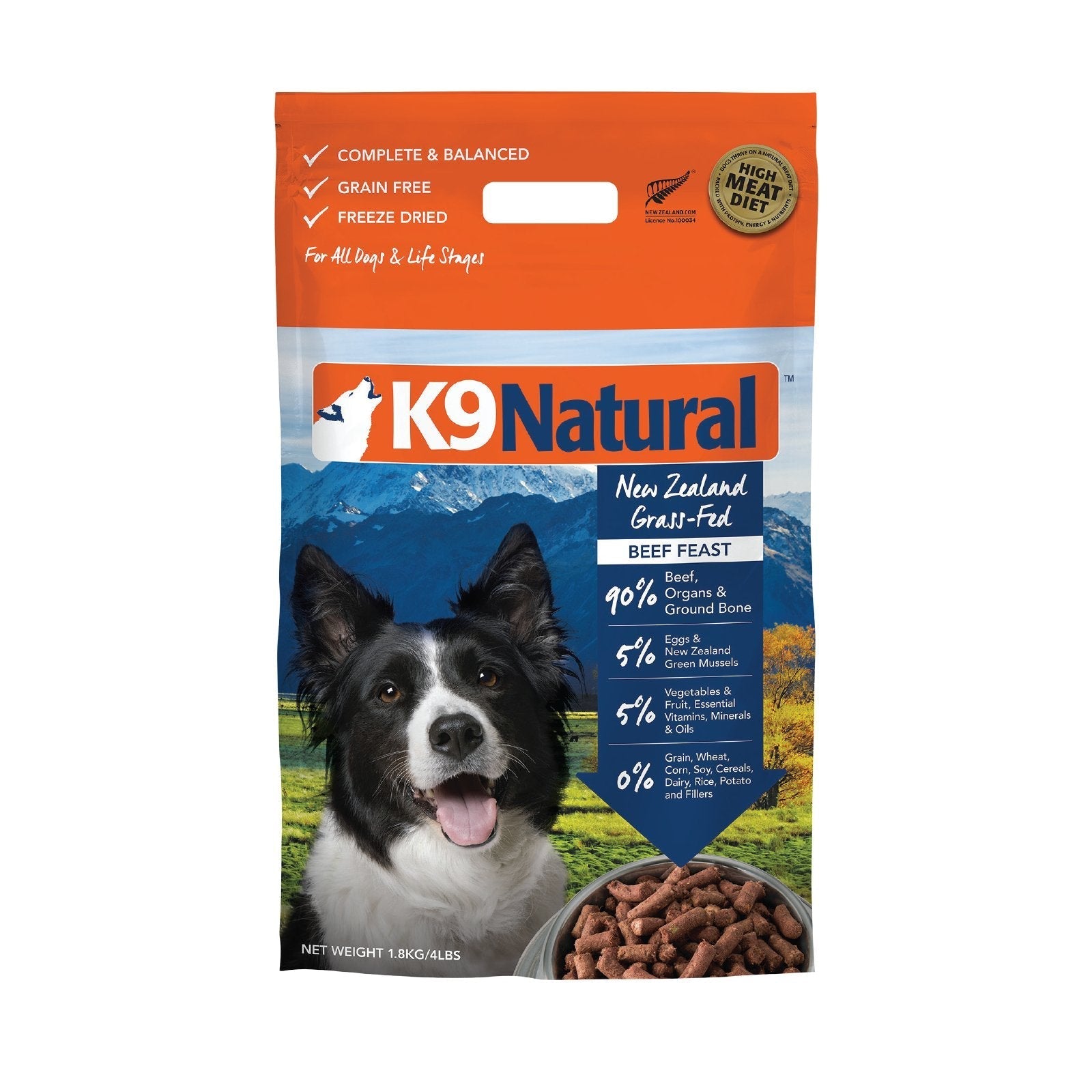K9 Natural Grain-Free Freeze-Dried Dog Food - Beef - Tuck In Healthy Pet Food & Animal Natural Health Supplies
