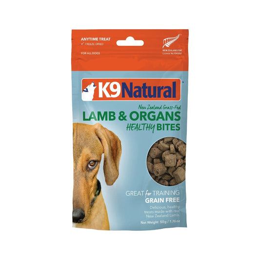 K9 Natural Grain-Free Freeze-Dried Dog Treats, Lamb Bites 50g - Tuck In Healthy Pet Food & Animal Natural Health Supplies