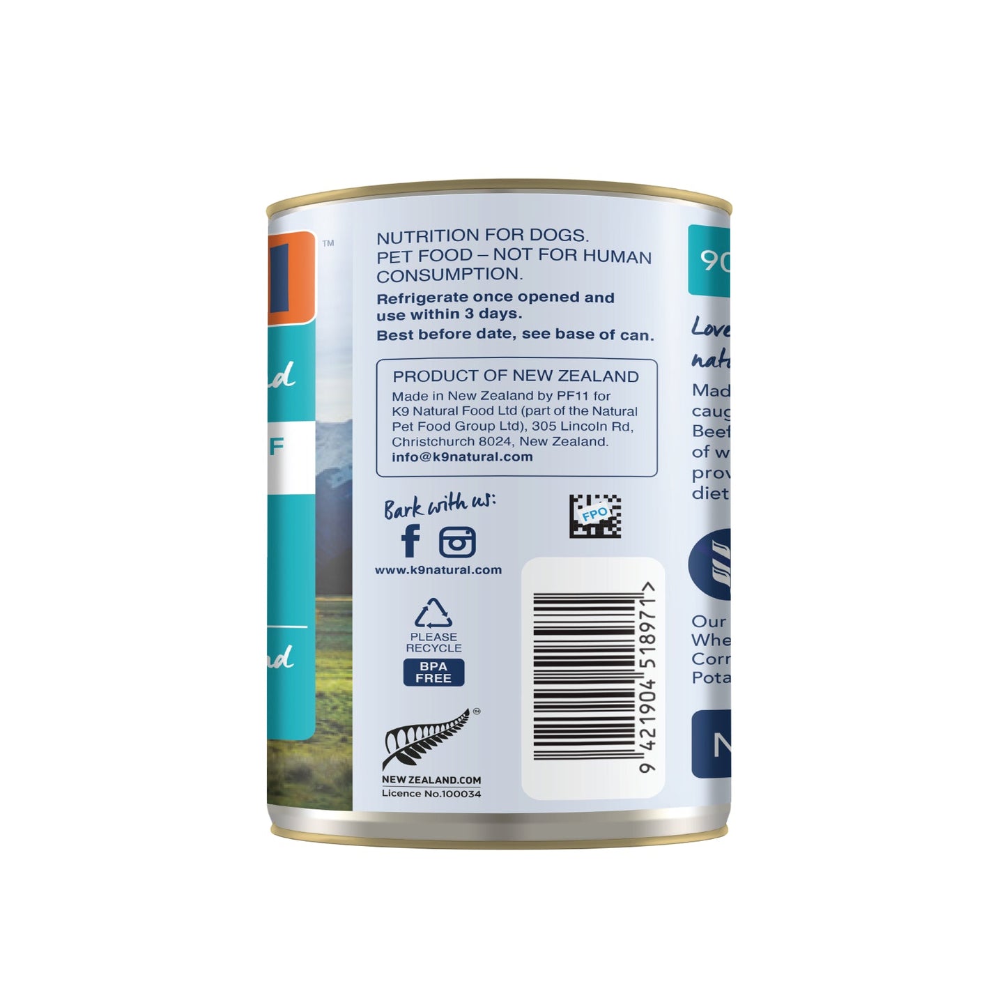 K9 Natural Hoki & Beef Feast Can - 370g - Tuck In Healthy Pet Food & Animal Natural Health Supplies