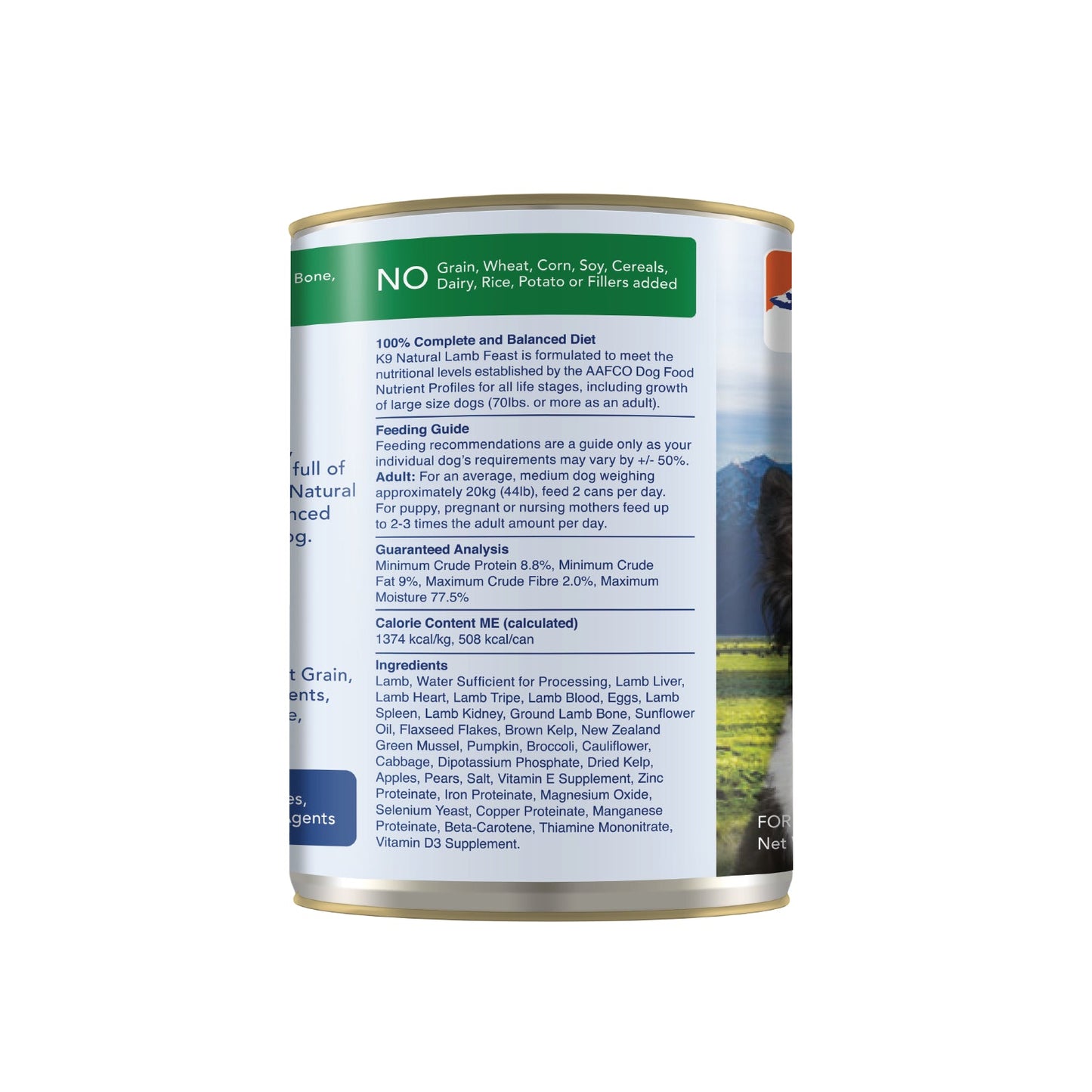 K9 Natural Lamb Feast Can - 370g - Tuck In Healthy Pet Food & Animal Natural Health Supplies