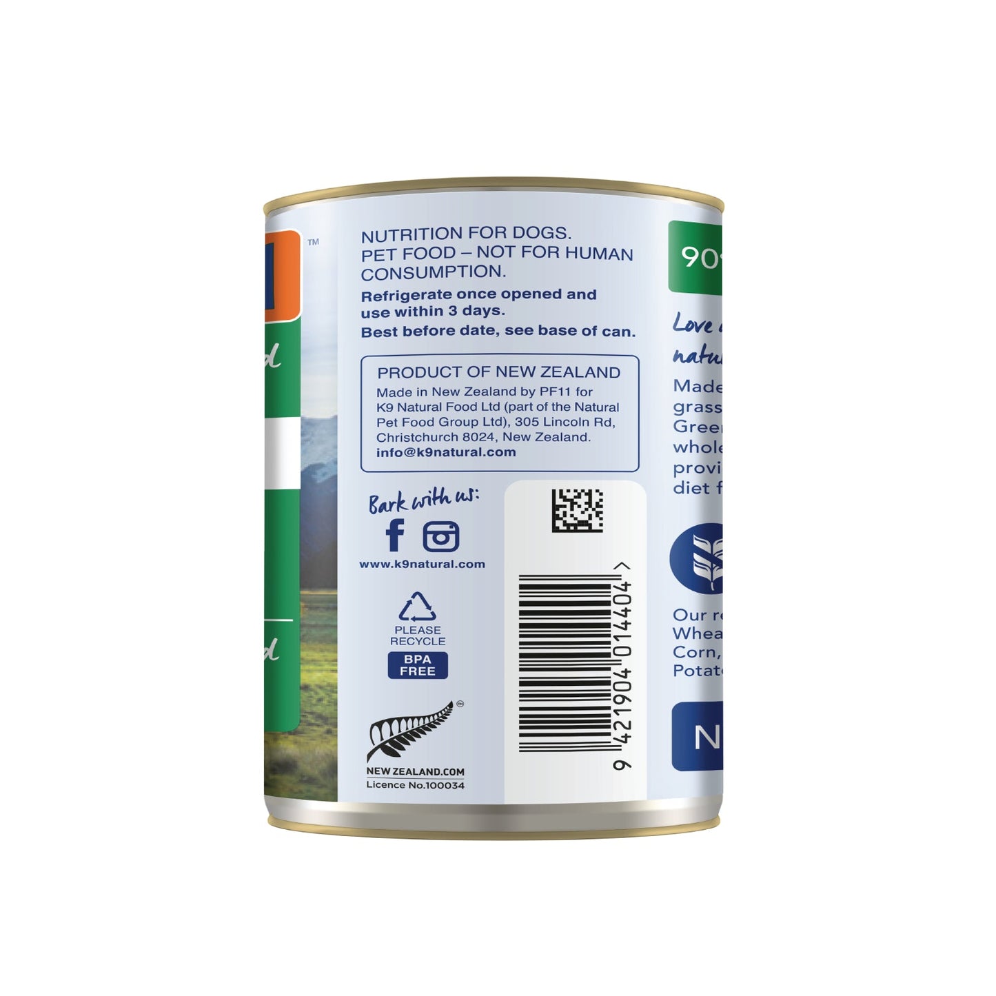 K9 Natural Lamb Feast Can - 370g - Tuck In Healthy Pet Food & Animal Natural Health Supplies