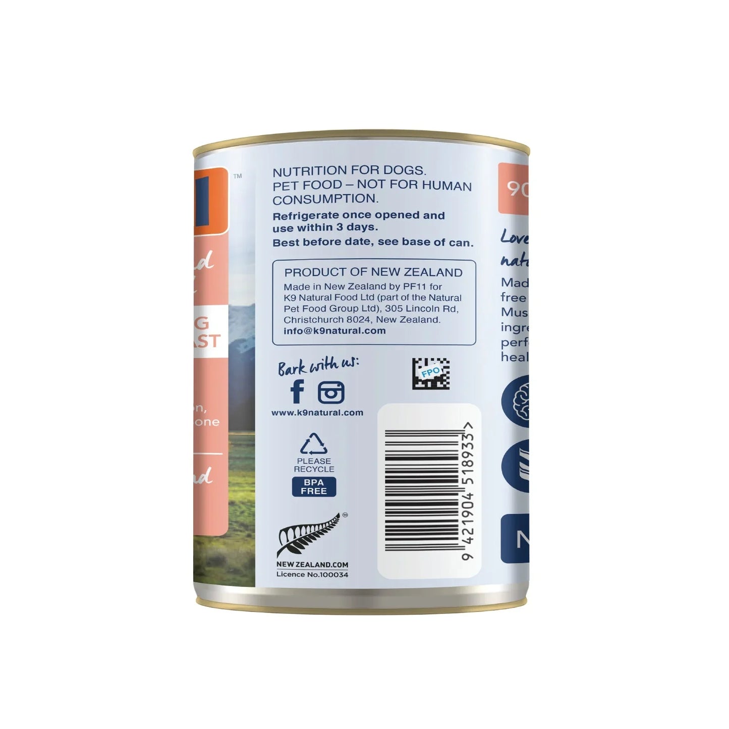K9 Natural Lamb & King Salmon Feast Can - 370g - Tuck In Healthy Pet Food & Animal Natural Health Supplies