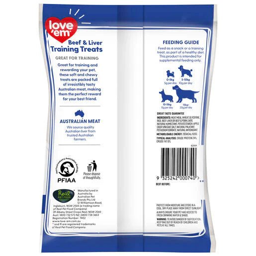 love'em Air Dried Beef Liver Dog Treats 200g - Tuck In Healthy Pet Food & Animal Natural Health Supplies