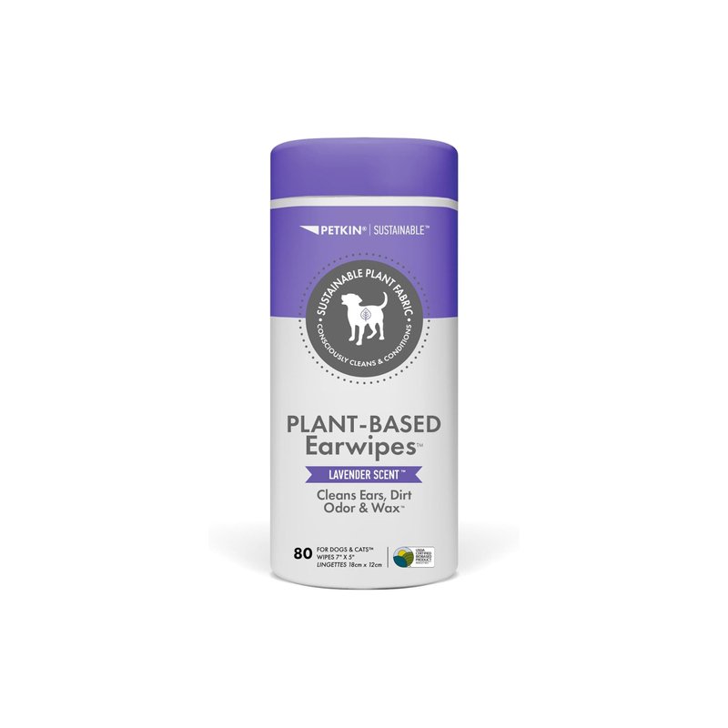 Petkin Plant Based Ear Wipes Lavender 80pk - Tuck In Healthy Pet Food & Animal Natural Health Supplies