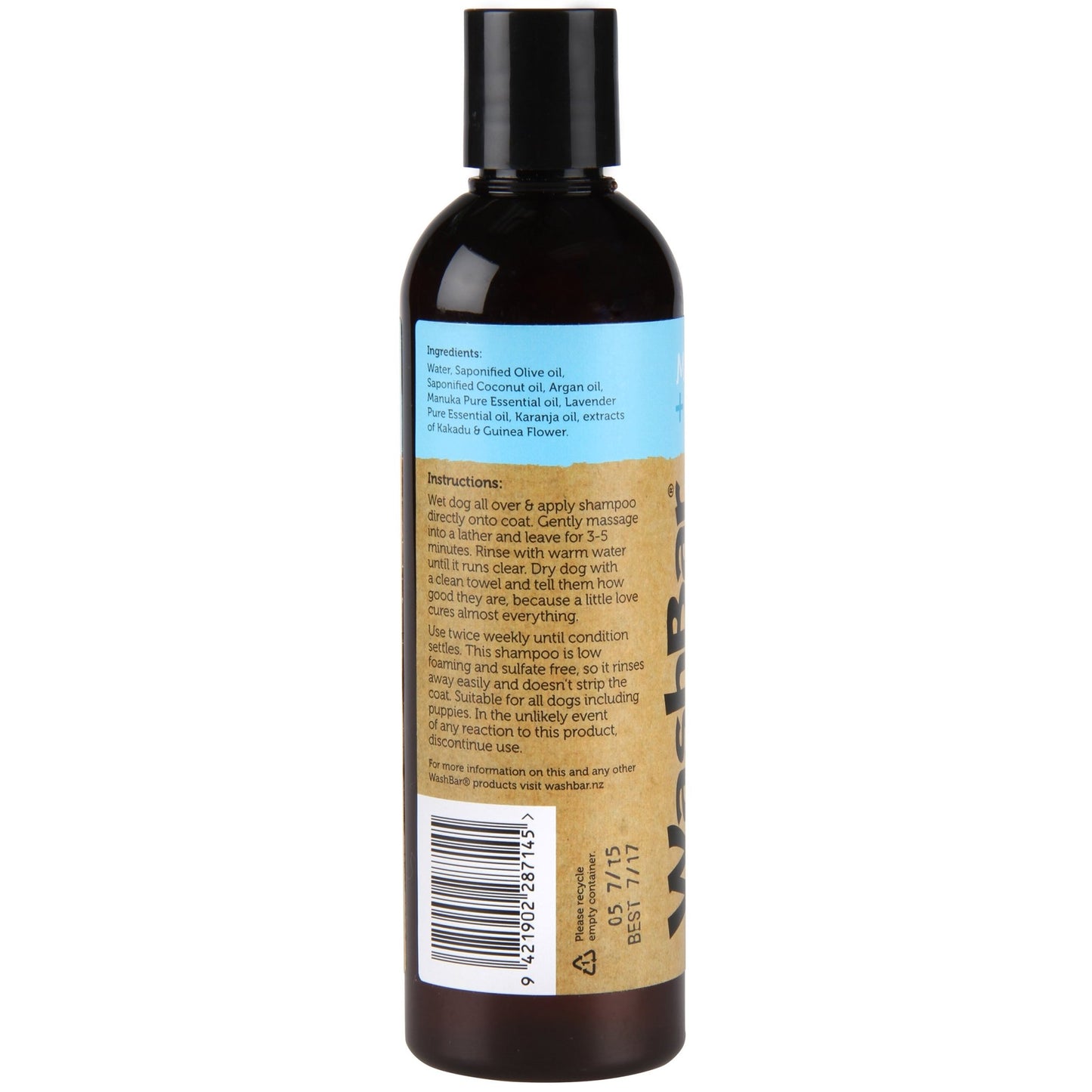WashBar - Itch Soothe Shampoo 250ml - Manuka And Kakadu - Tuck In Healthy Pet Food & Animal Natural Health Supplies