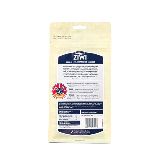 ZIWI Peak® Air-Dried Lamb Trachea - Dental Chews for dogs - single protein - ethically sourced - 60g bag - back - Warkworth