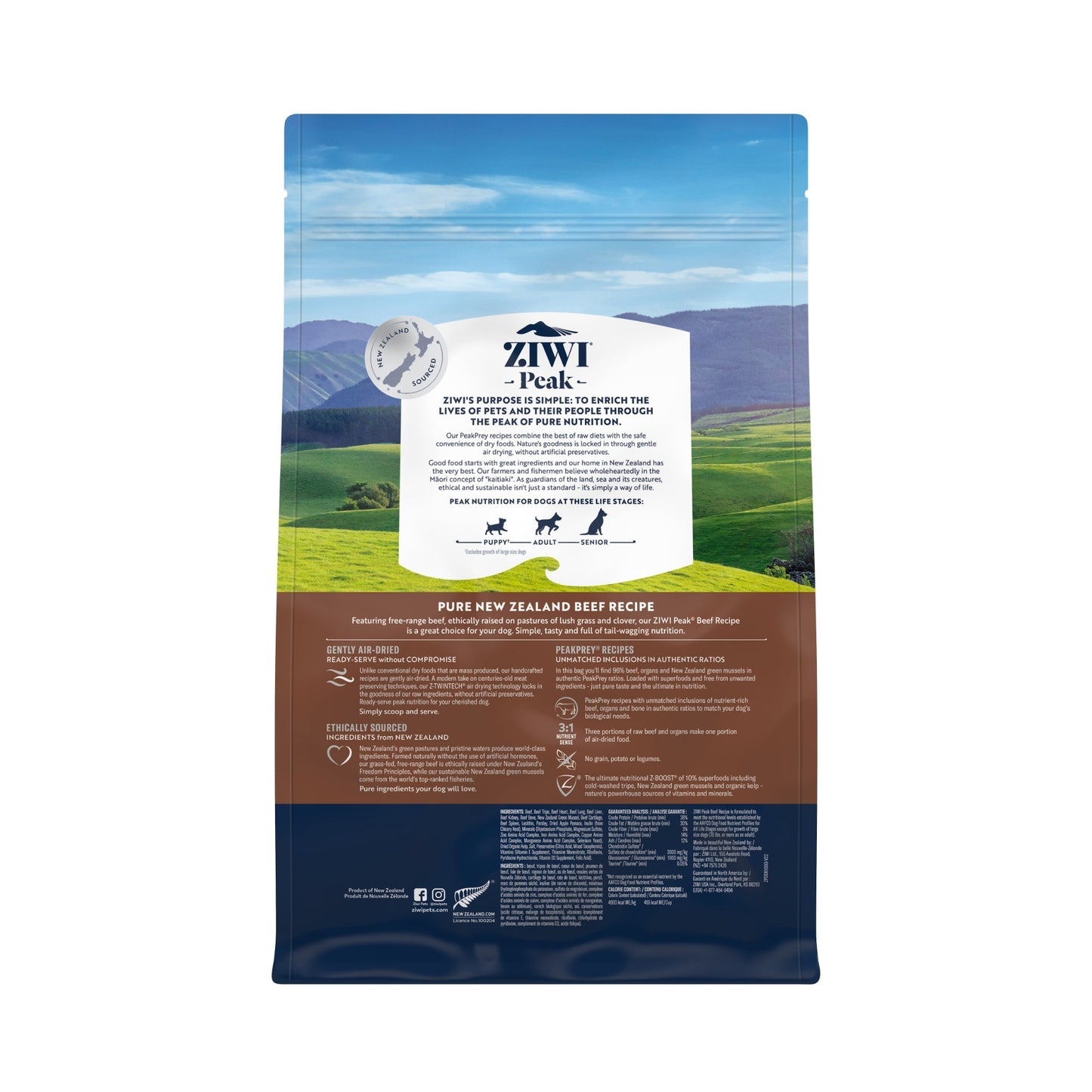 ZIWI Peak Air - dried Original Series Beef Recipe for dogs - Air Dried - 1kg Bag - Warkworth