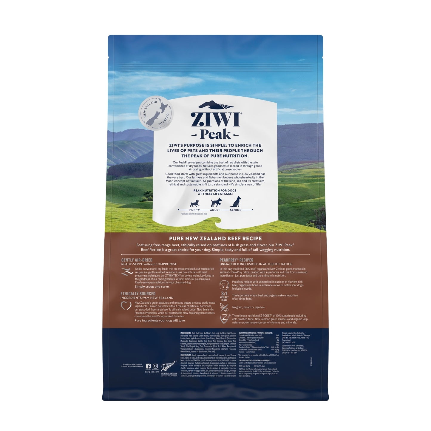 ZIWI Peak Air - dried Original Series Beef Recipe for dogs - Air Dried - 4kg Bag - Warkworth