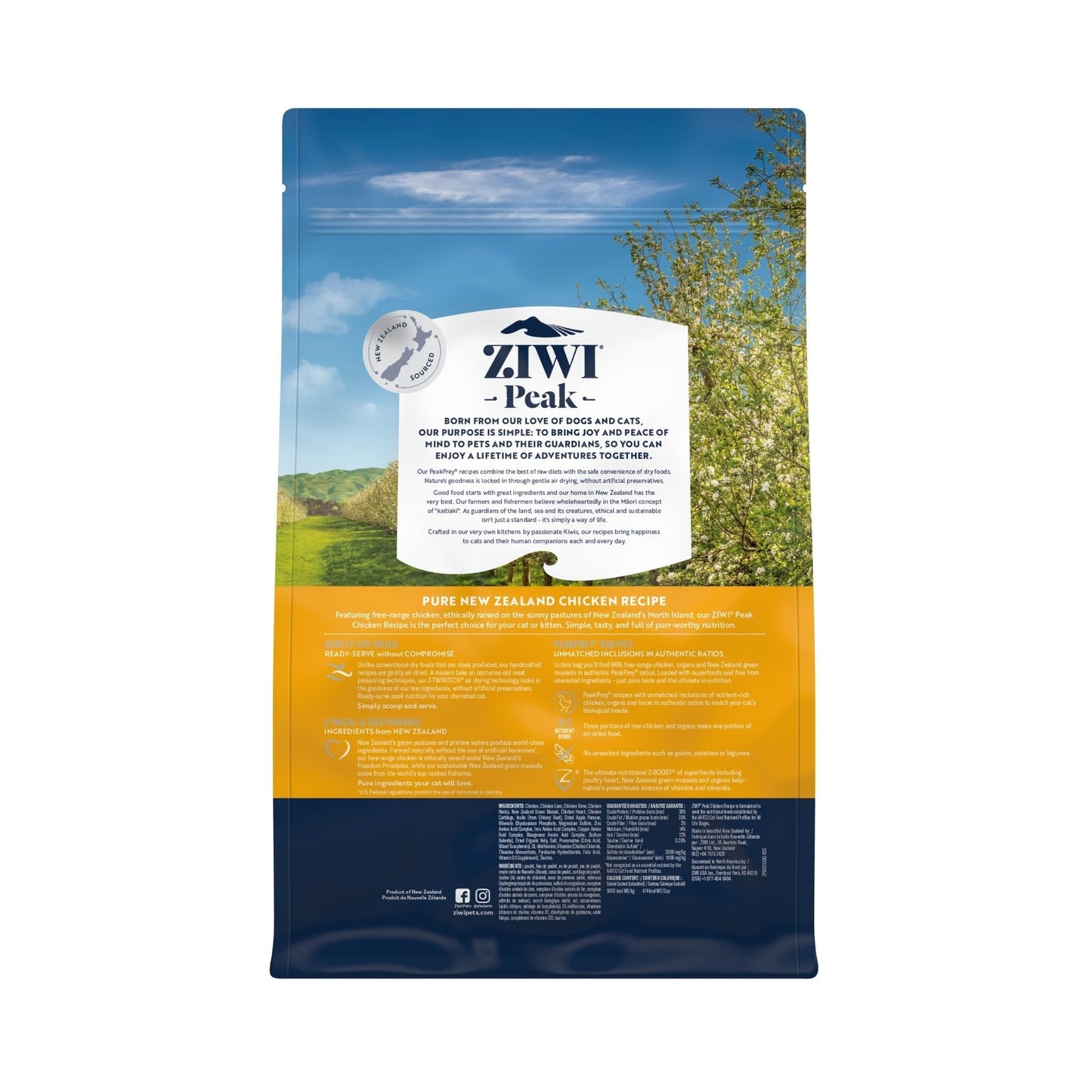 ZIWI Peak Air - Dried Original Series Free - Range Chicken Recipe for Cats - Air Dried - 400g Bag - Warkworth