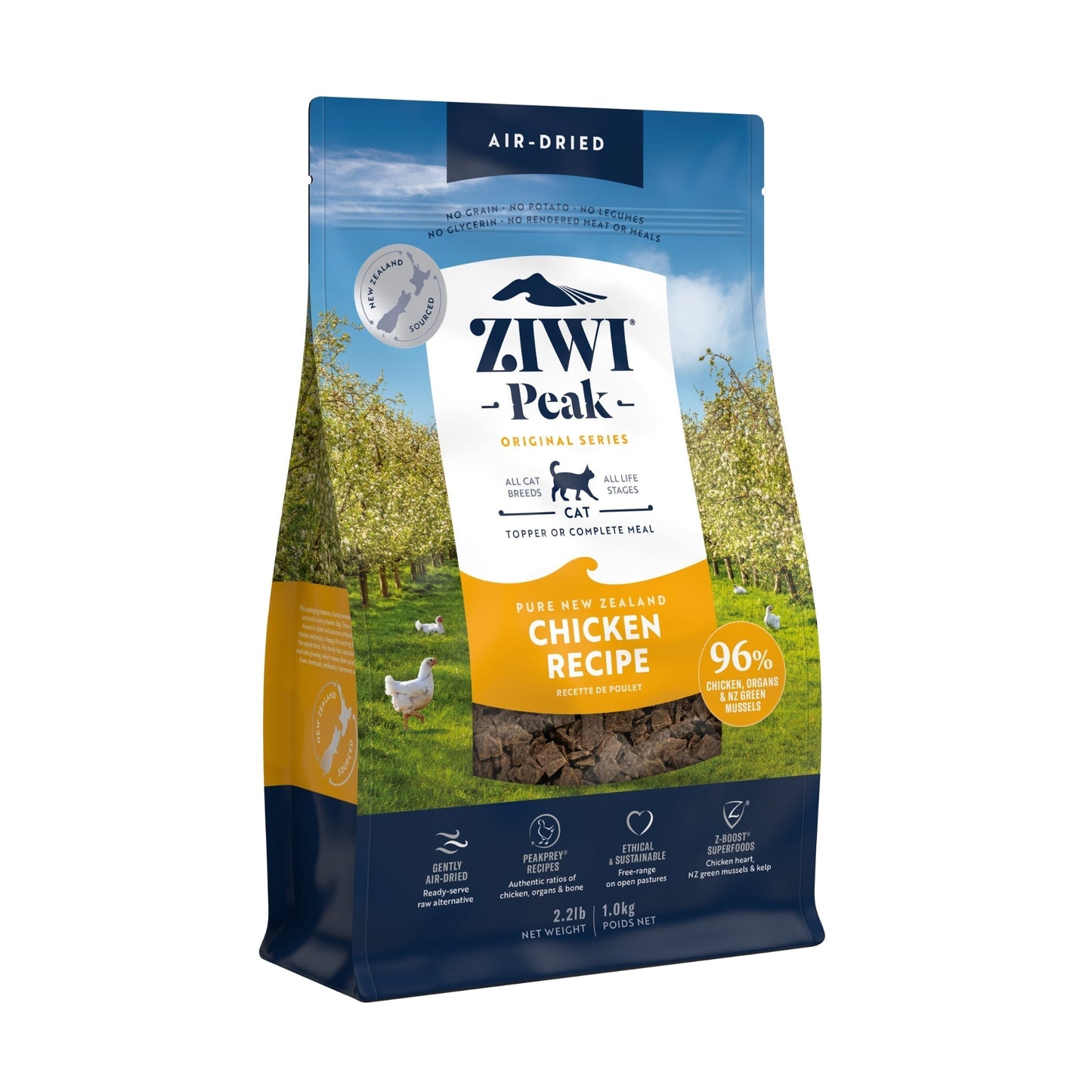 ZIWI Peak Air - Dried Original Series Free - Range Chicken Recipe for Cats - Air Dried - 1kg Bag - Warkworth
