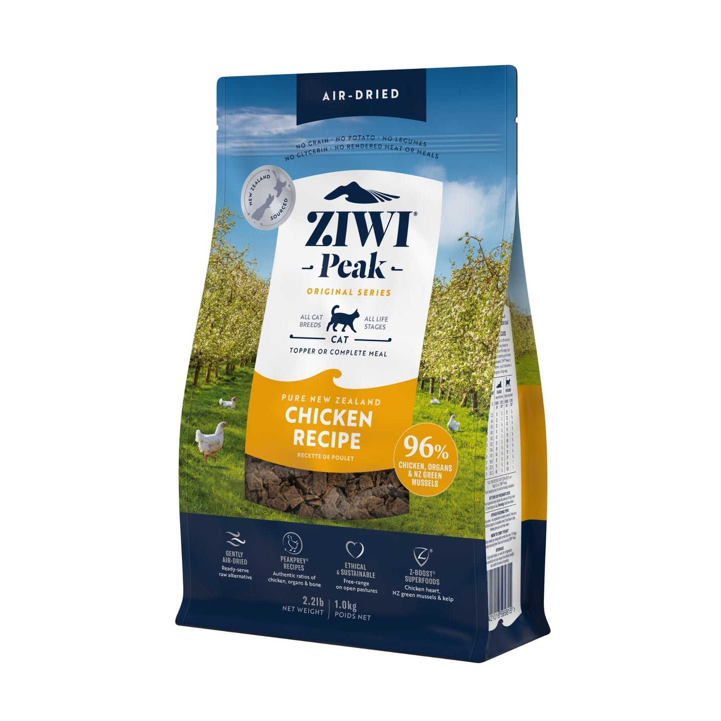 ZIWI Peak Air - Dried Original Series Free - Range Chicken Recipe for Cats - Air Dried - 1kg Bag - Warkworth