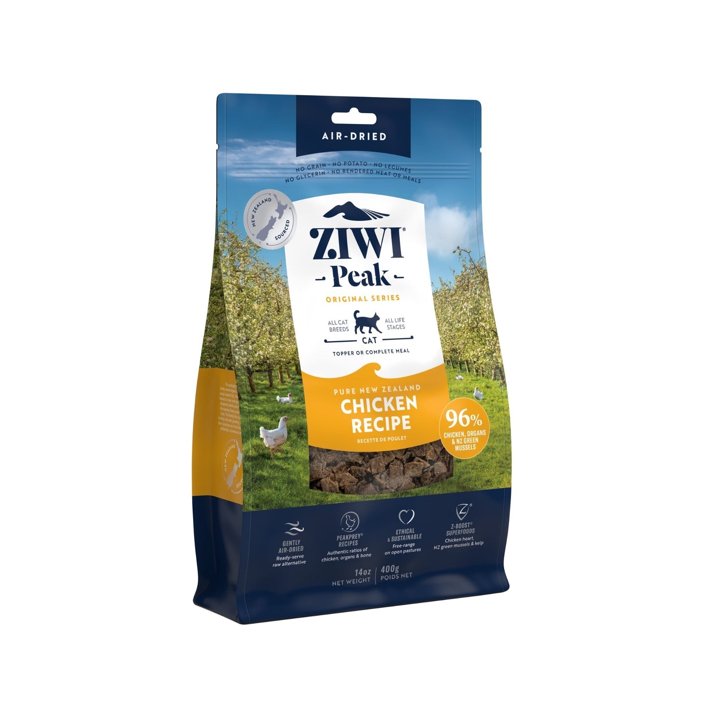 ZIWI Peak Air - Dried Original Series Free - Range Chicken Recipe for Cats - Air Dried - 400g Bag - Warkworth