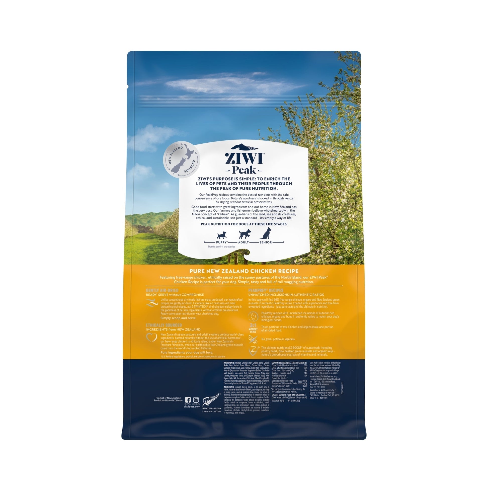 ZIWI Peak Air - Dried Free - Range Chicken Recipe for Dogs - Air Dried - 1kg Bag - Warkworth