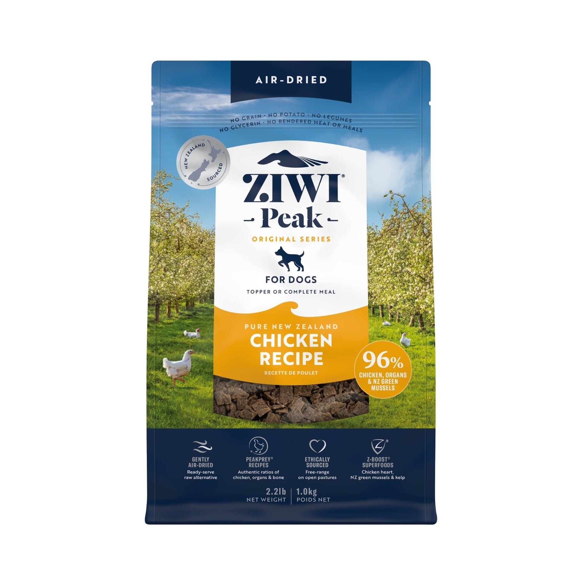 ZIWI Peak Air - Dried Free - Range Chicken Recipe for Dogs - Air Dried - 1kg Bag - Warkworth