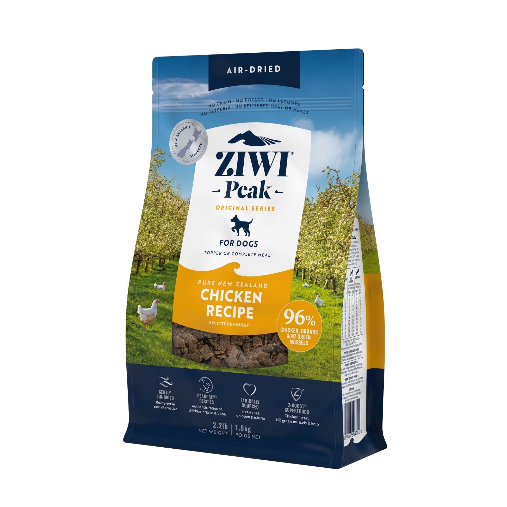 ZIWI Peak Air - Dried Free - Range Chicken Recipe for Dogs - Air Dried - 1kg Bag - Warkworth