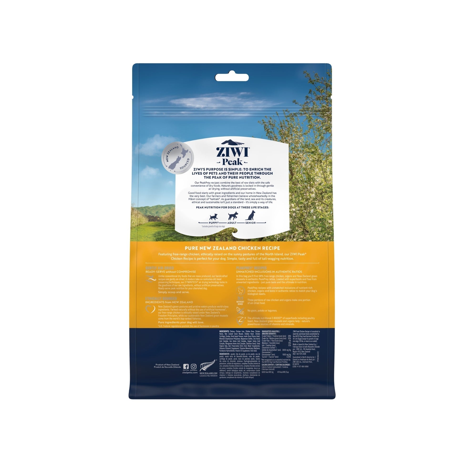 ZIWI Peak Air - Dried Free - Range Chicken Recipe for Dogs - Air Dried - 454gm Bag - Warkworth