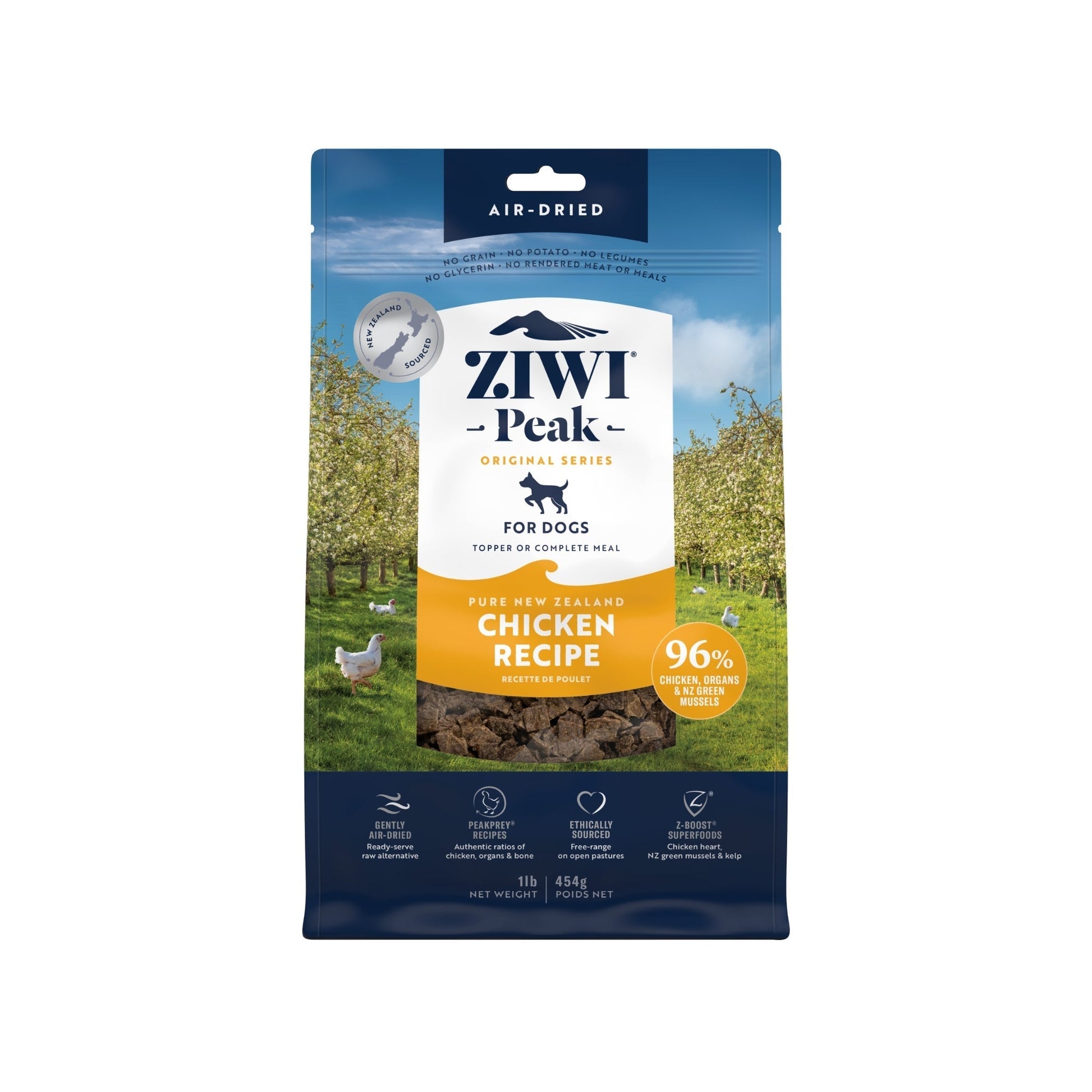 ZIWI Peak Air - Dried Free - Range Chicken Recipe for Dogs - Air Dried - 454gm Bag - Warkworth