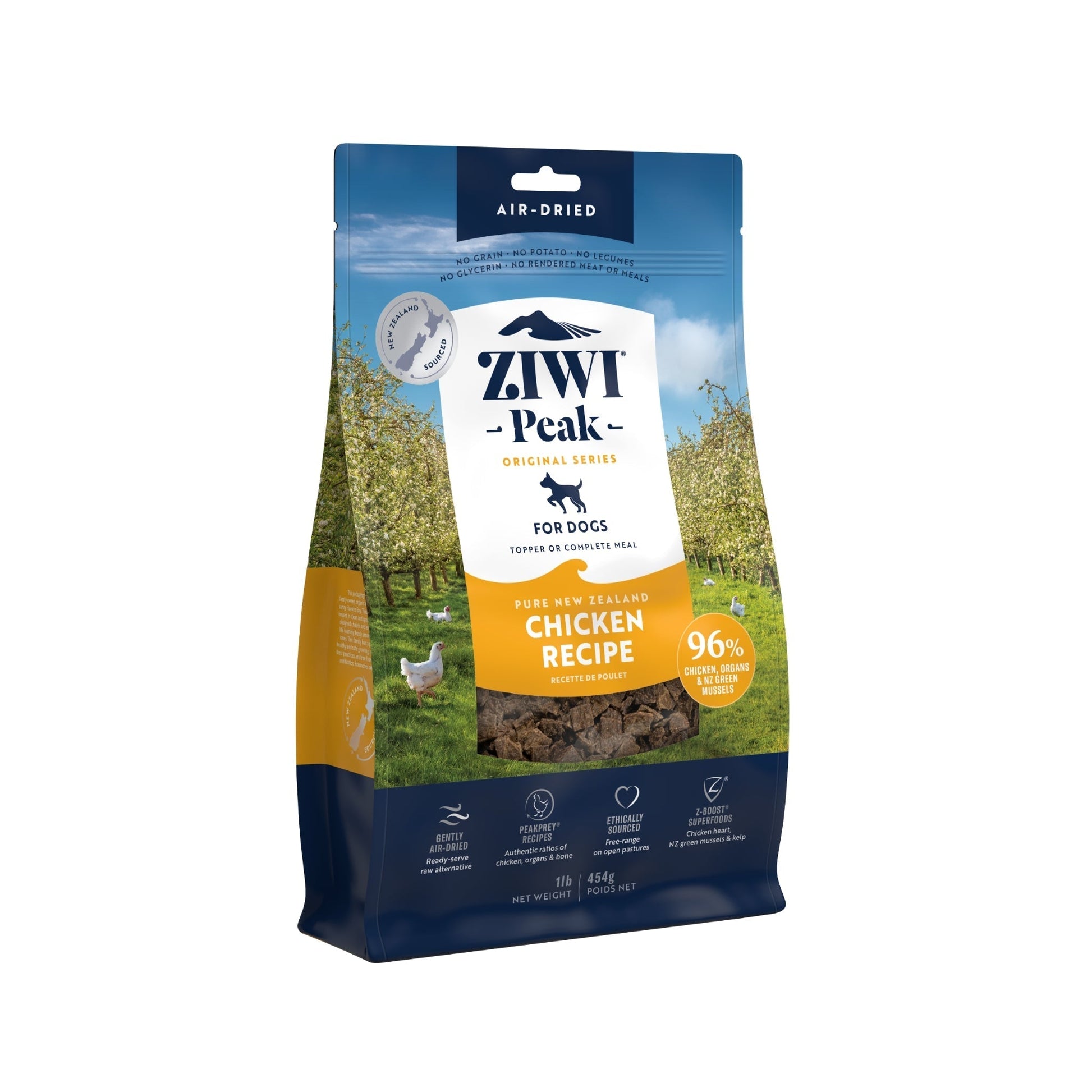 ZIWI Peak Air - Dried Free - Range Chicken Recipe for Dogs - Air Dried - 454gm Bag - Warkworth