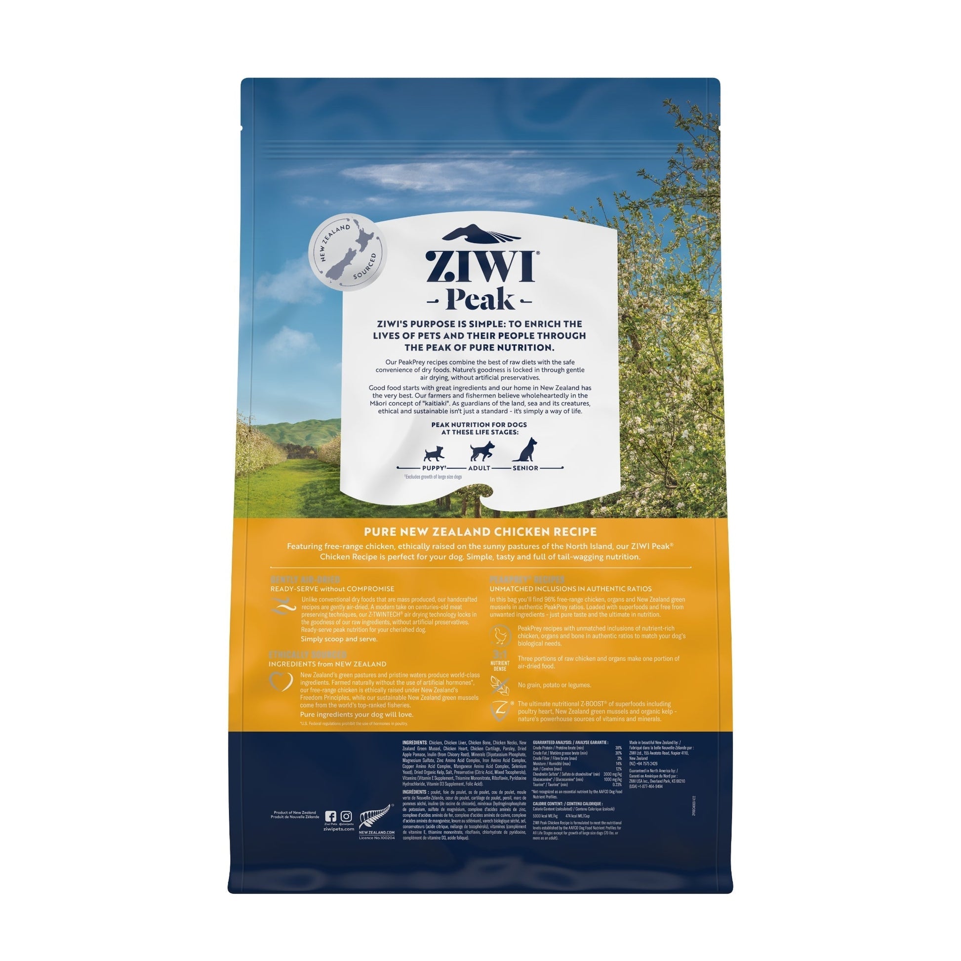 ZIWI Peak Air - Dried Free - Range Chicken Recipe for Dogs - Air Dried - 4kg Bag - Warkworth
