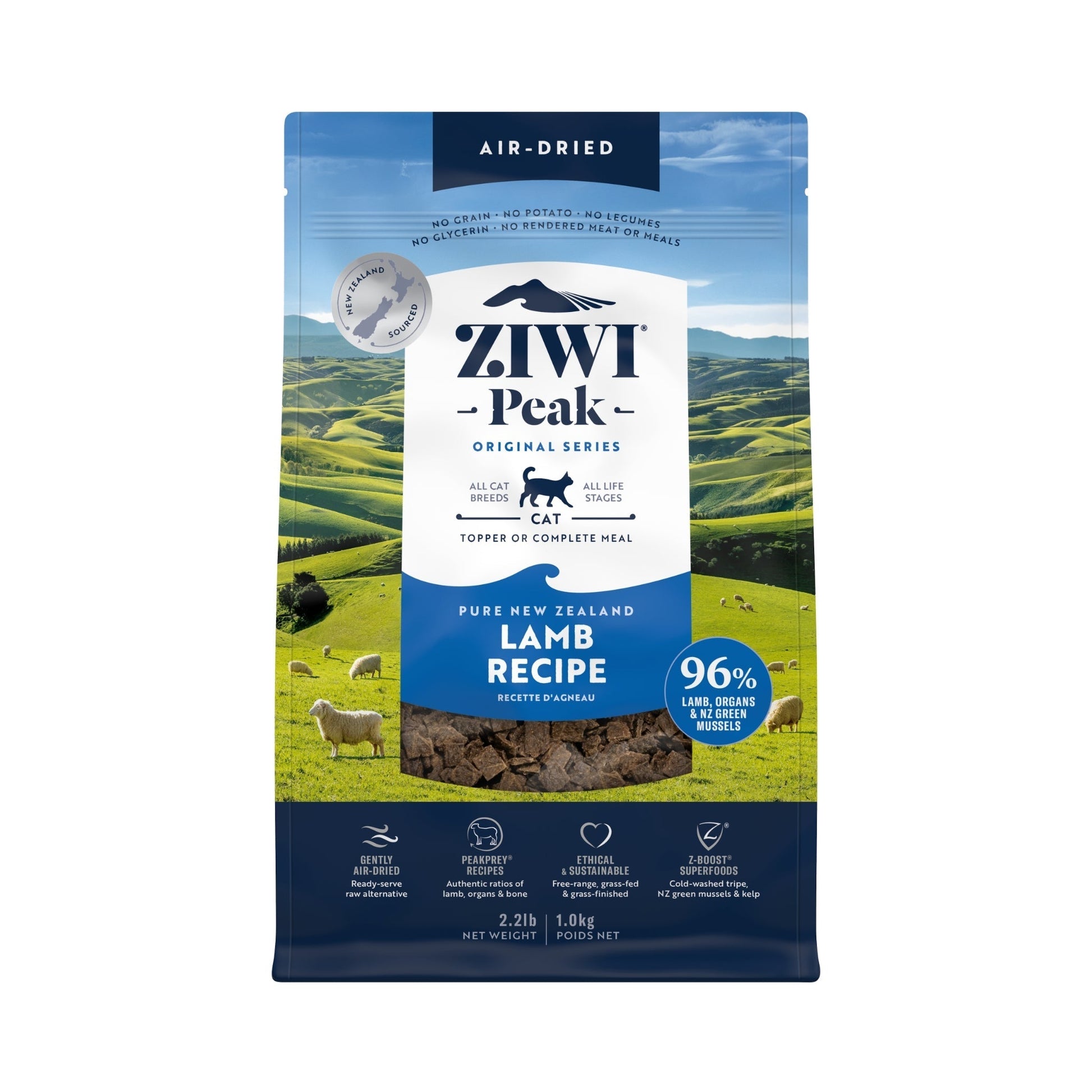 ZIWI Peak Air - Dried Original Series Lamb Recipe for cats - Air Dried - 1kg Bag - Warkworth