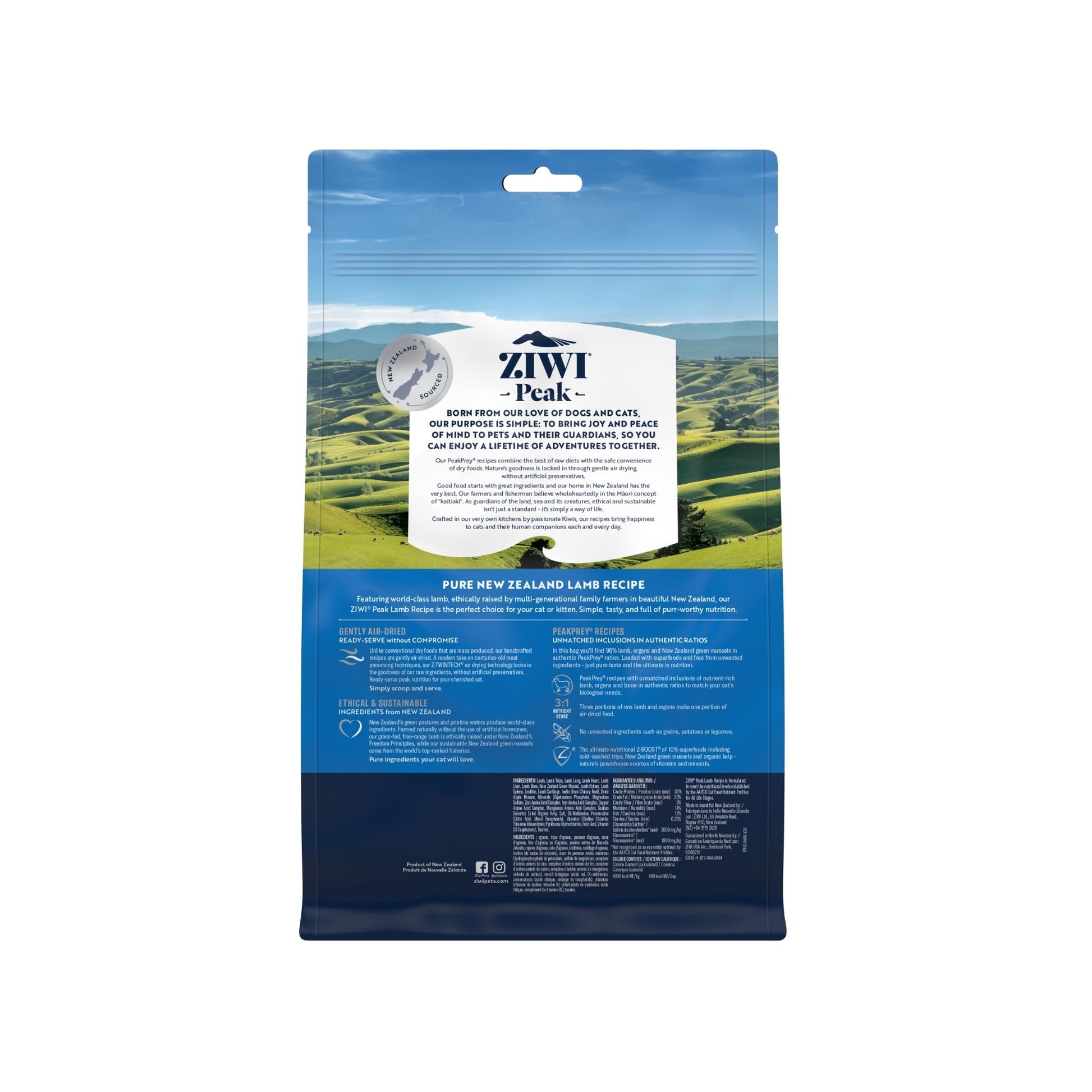 ZIWI Peak Air - Dried Original Series Lamb Recipe for cats - Air Dried - 400g Bag - Warkworth
