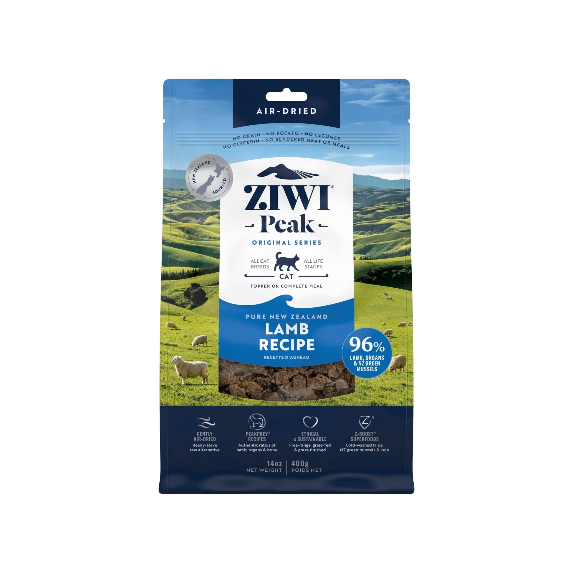 ZIWI Peak Air - Dried Original Series Lamb Recipe for cats - Air Dried - 400g Bag - Warkworth