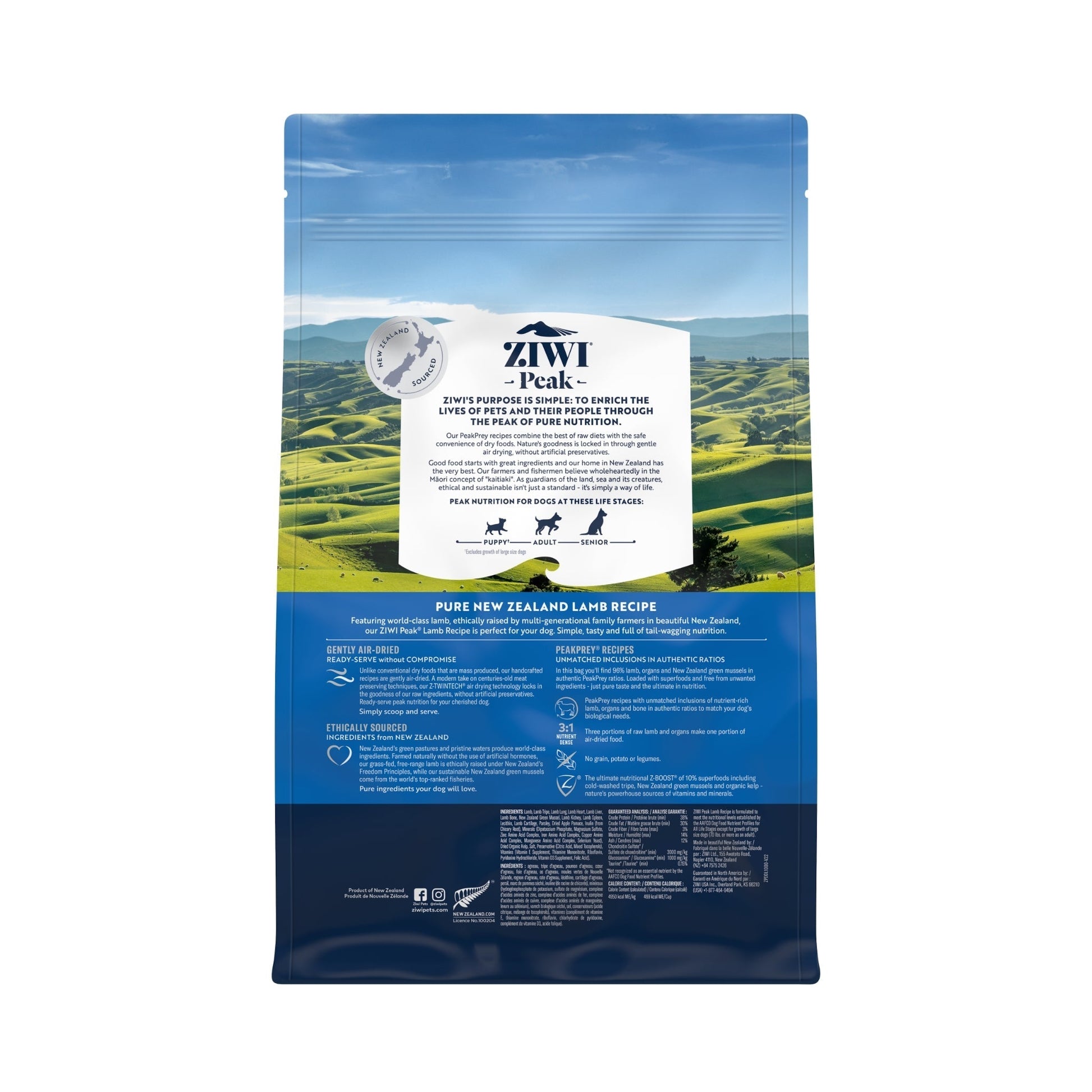 ZIWI Peak Air - dried Original Series Lamb Recipe for dogs - Air Dried - 1kg Bag - Warkworth