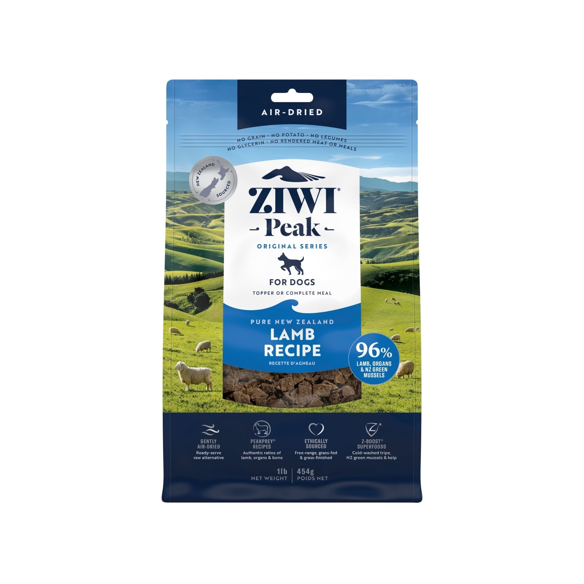 ZIWI Peak Air-dried Original Series Lamb Recipe for dogs - Air Dried - 454gm Bag - Warkworth